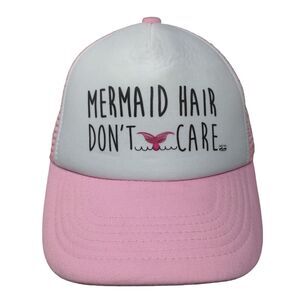 Mermaid Hair Don't Care Snapback Mesh Back Trucker Hat Pink 5-10 Years